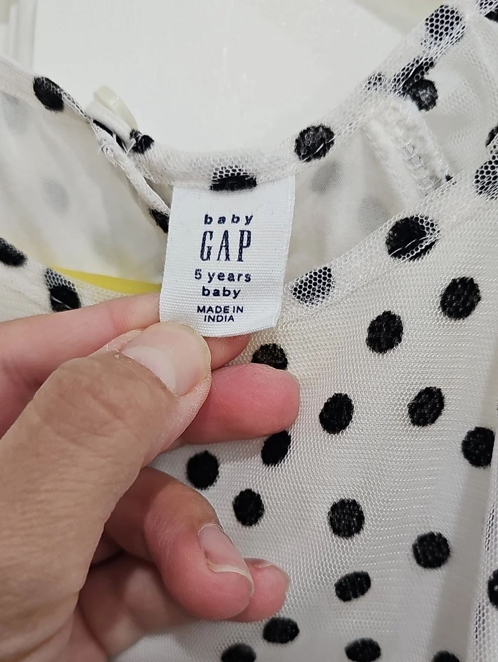 GAP White Dress with Black Polka Dots and Ruffle Hem